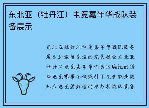 东北亚（牡丹江）电竞嘉年华战队装备展示