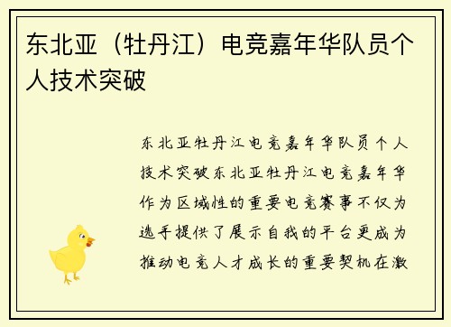 东北亚（牡丹江）电竞嘉年华队员个人技术突破
